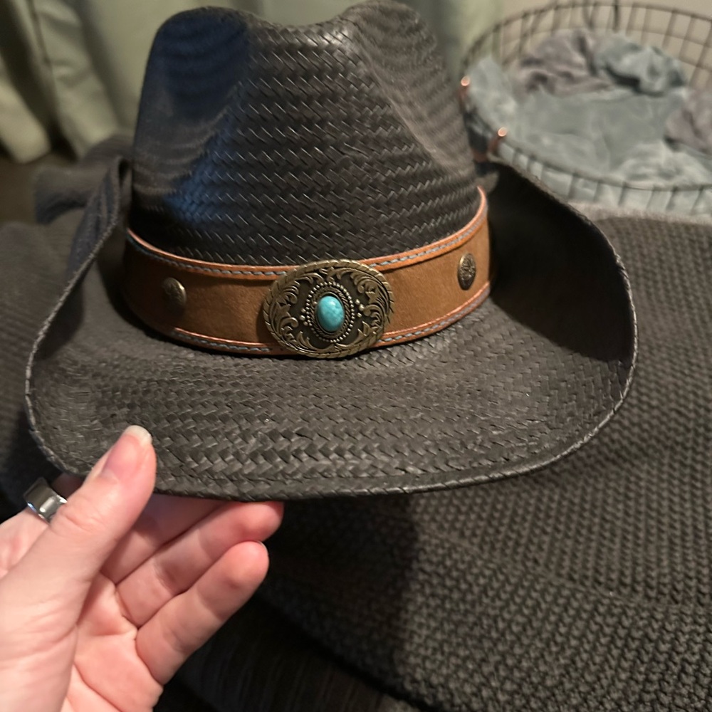 Shyanne Black Woven Cowboy Hat with Brown Band
